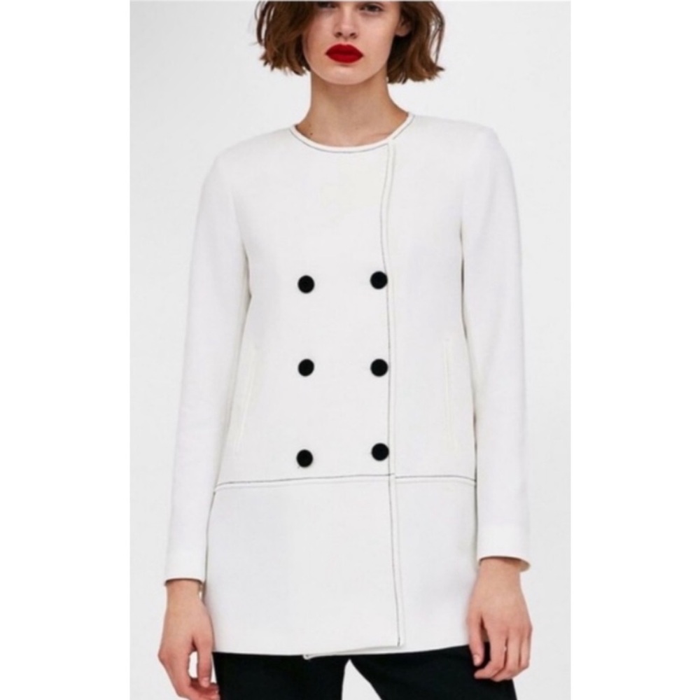 NEW Zara White Coat Small Classic Business Workwear